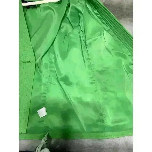 Talbots Lime Green Cotton One Button Women's Blazer Size 16 Career - Picture 8 of 9